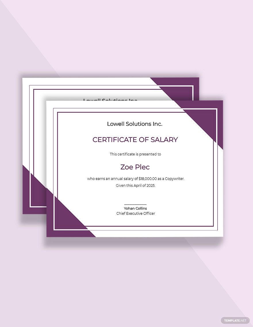 Free Salary Certificate Letter Template