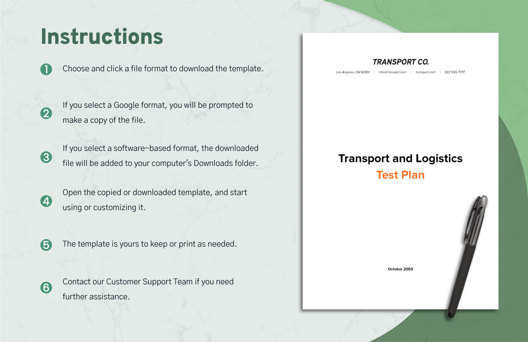 Transport and Logistics Test Plan Template