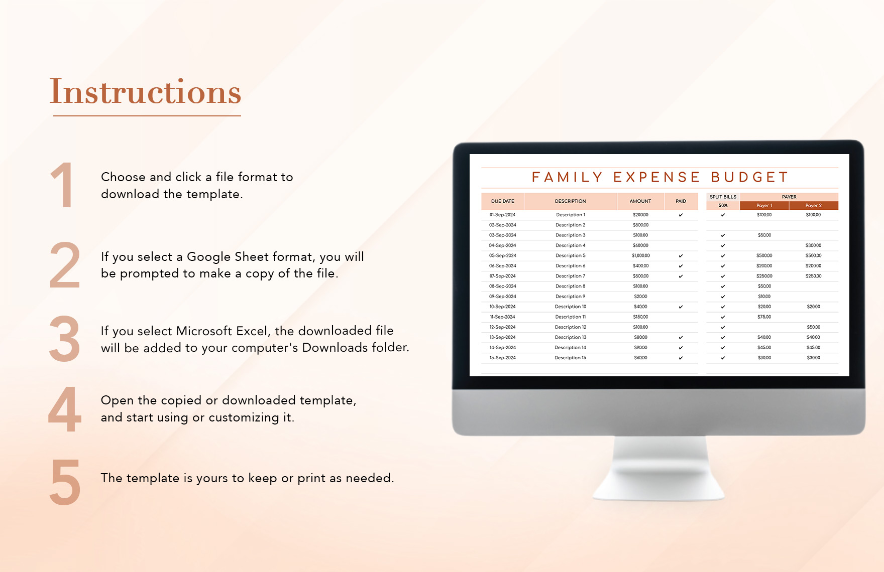 House Hold, Family Expense Budget Template