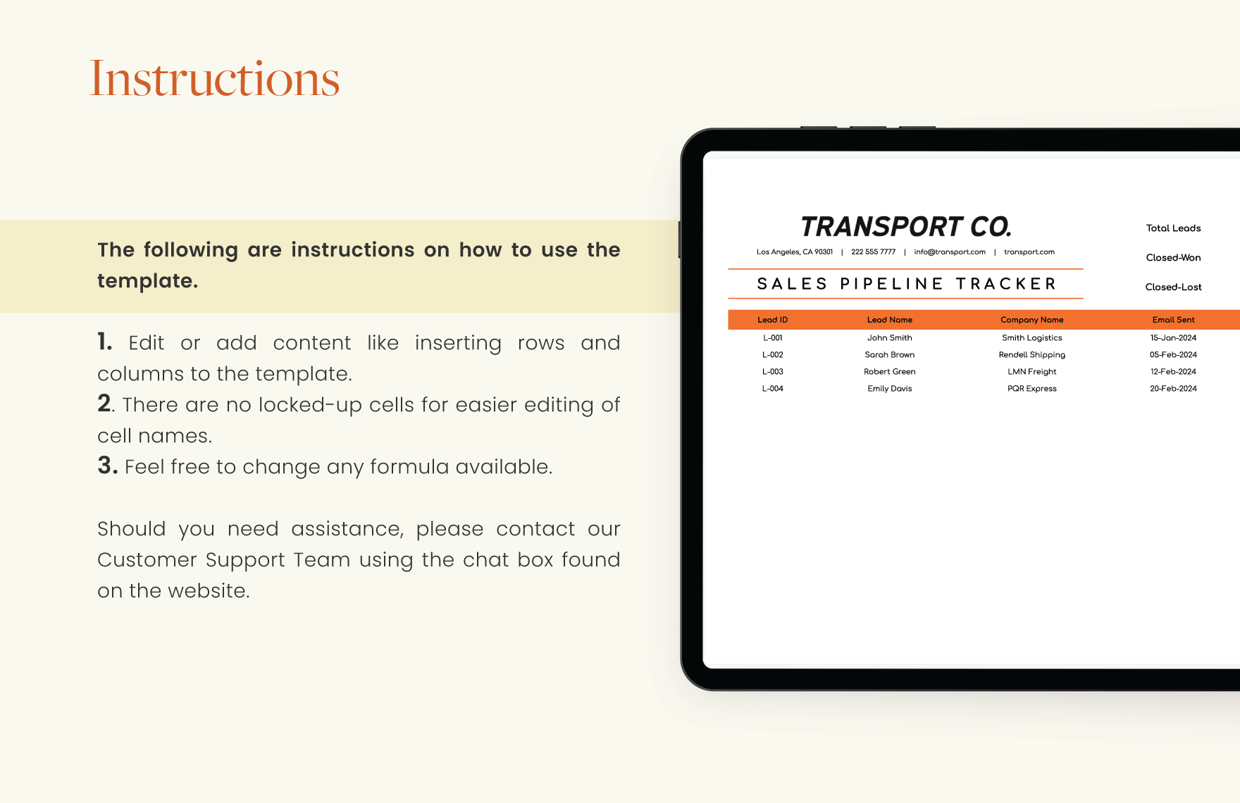 Transport and Logistics Sales Pipeline Tracker Template