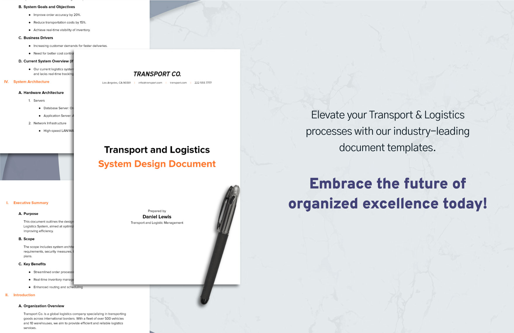Transport and Logistics System Design Document Template