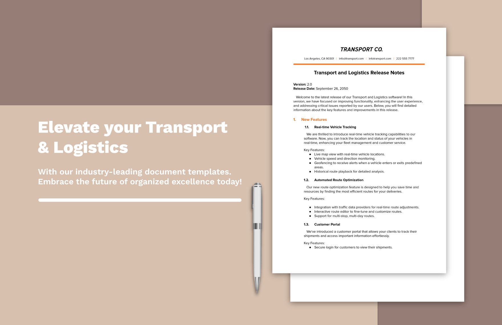 Transport and Logistics Release Notes Template