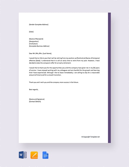 FREE Retirement Letter Example: Download 1440+ Letters in Word, Apple ...