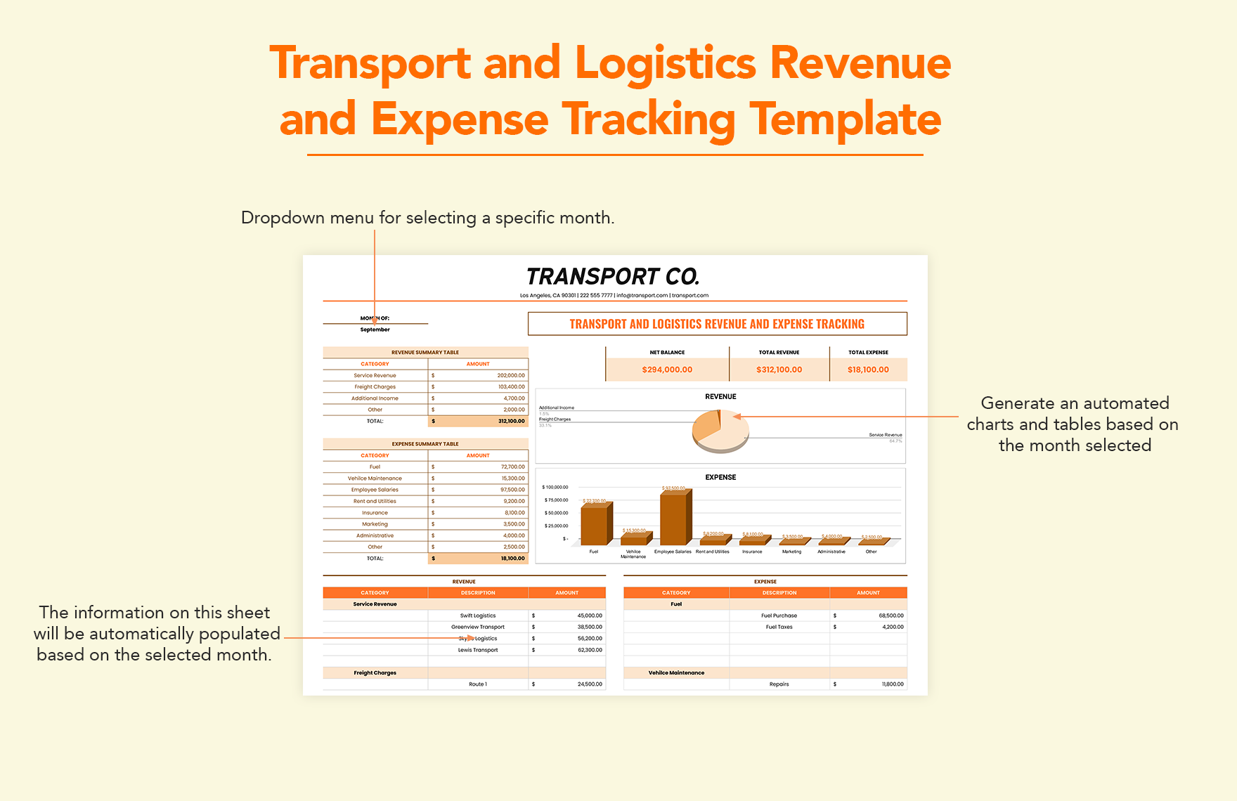 Transport and Logistics Revenue and Expense Tracking Template