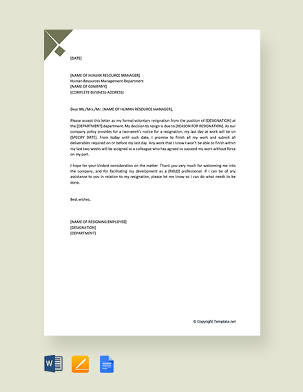 FREE Volunteer Resignation Letter Template: Download 2538+ Letters in ...