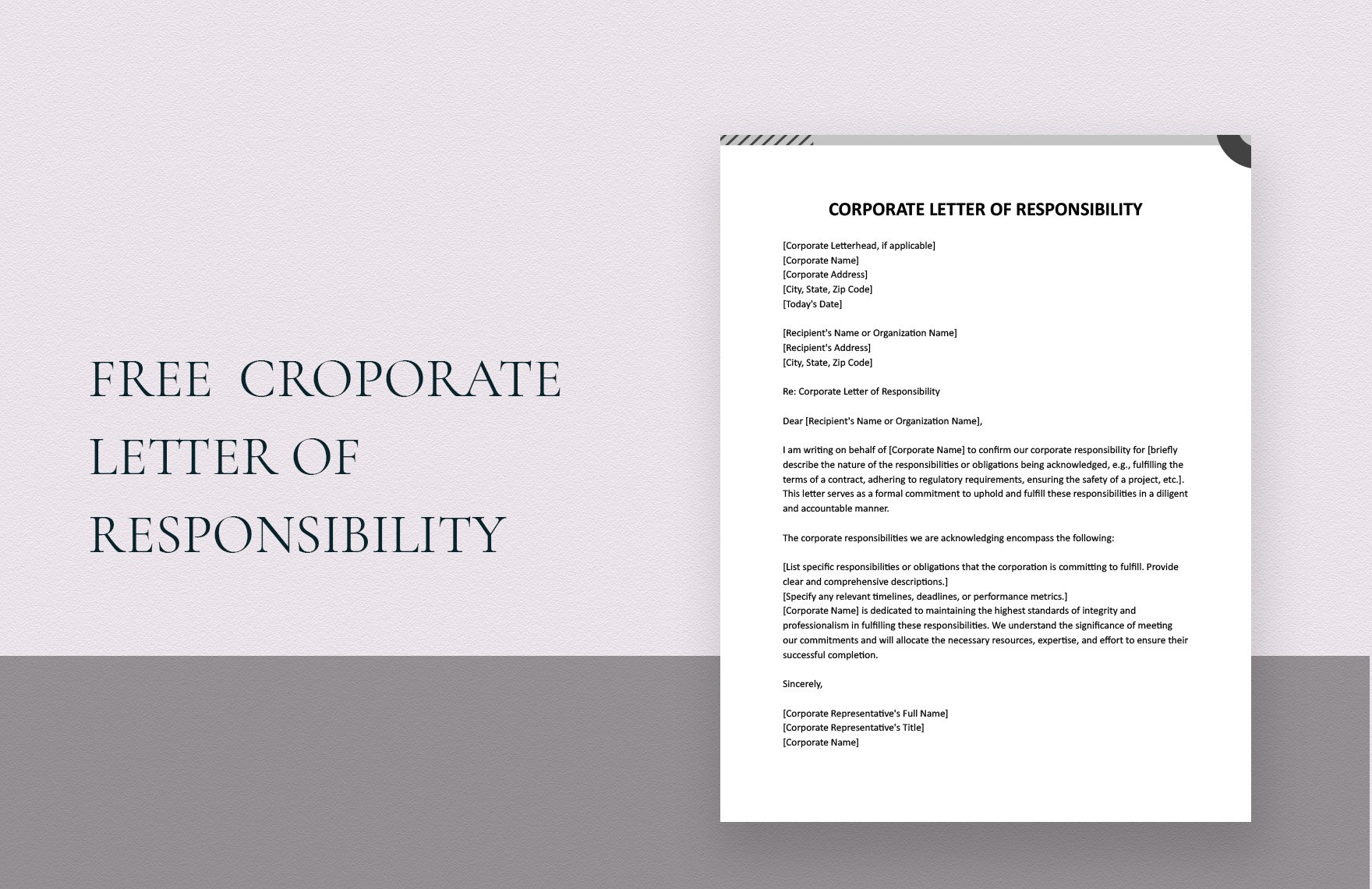 Corporate Letter Of Responsibility