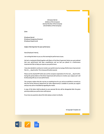 FREE First Warning Letter Template: Download 2538  Letters in Microsoft