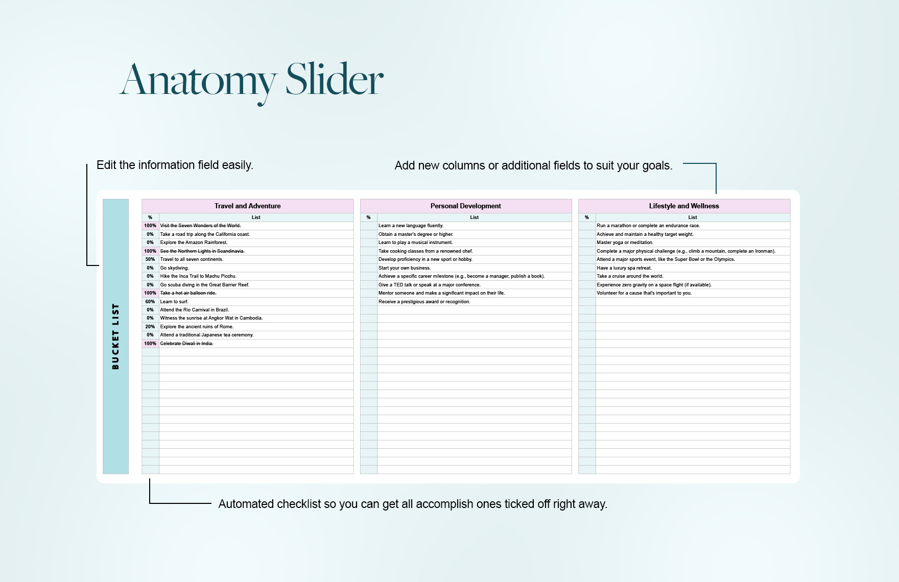 Free Bucket List Template Download in Excel, Google Sheets