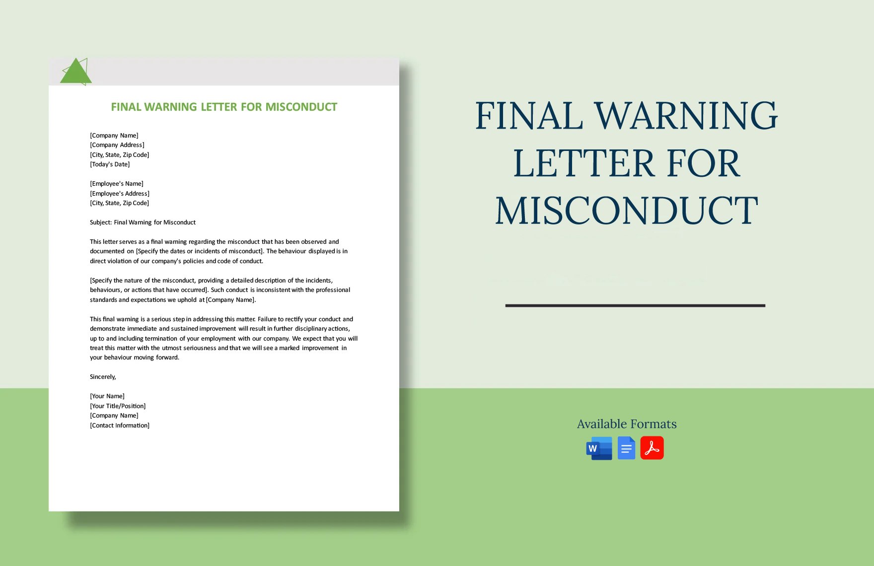 Final Warning Letter For Misconduct in Word, Google Docs, PDF