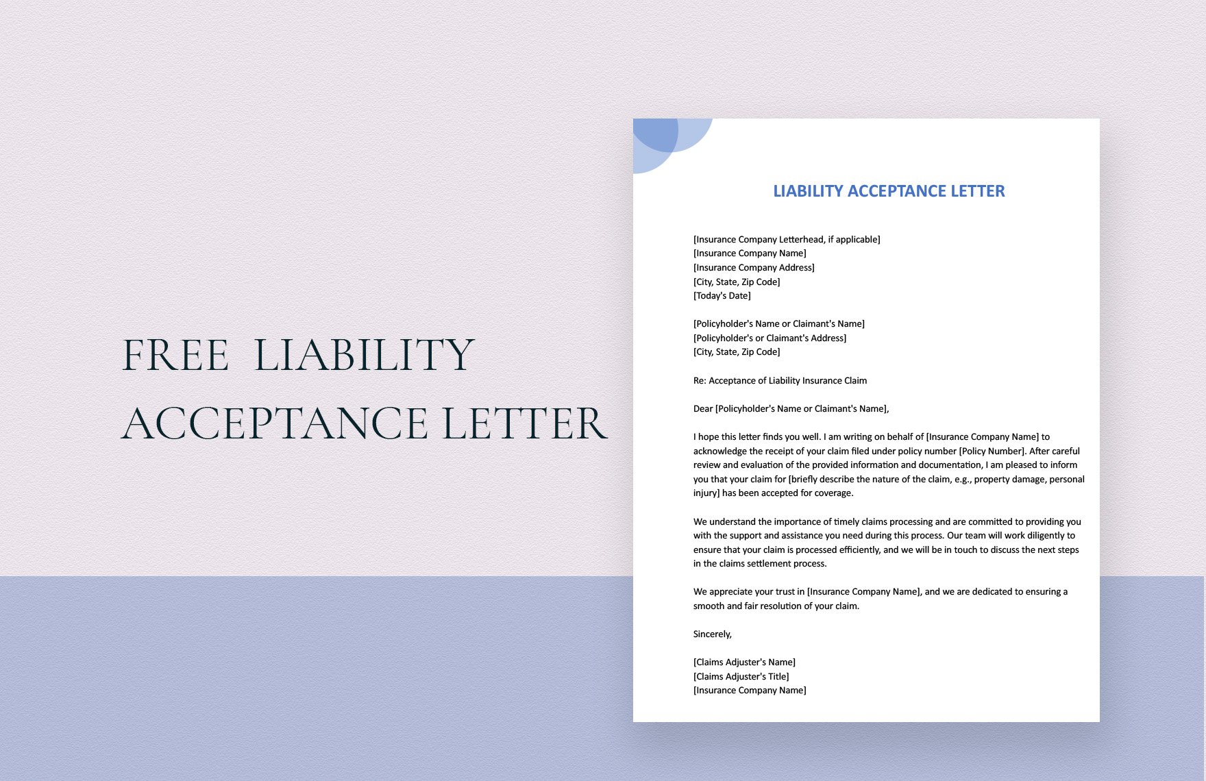 Liability Acceptance Letter