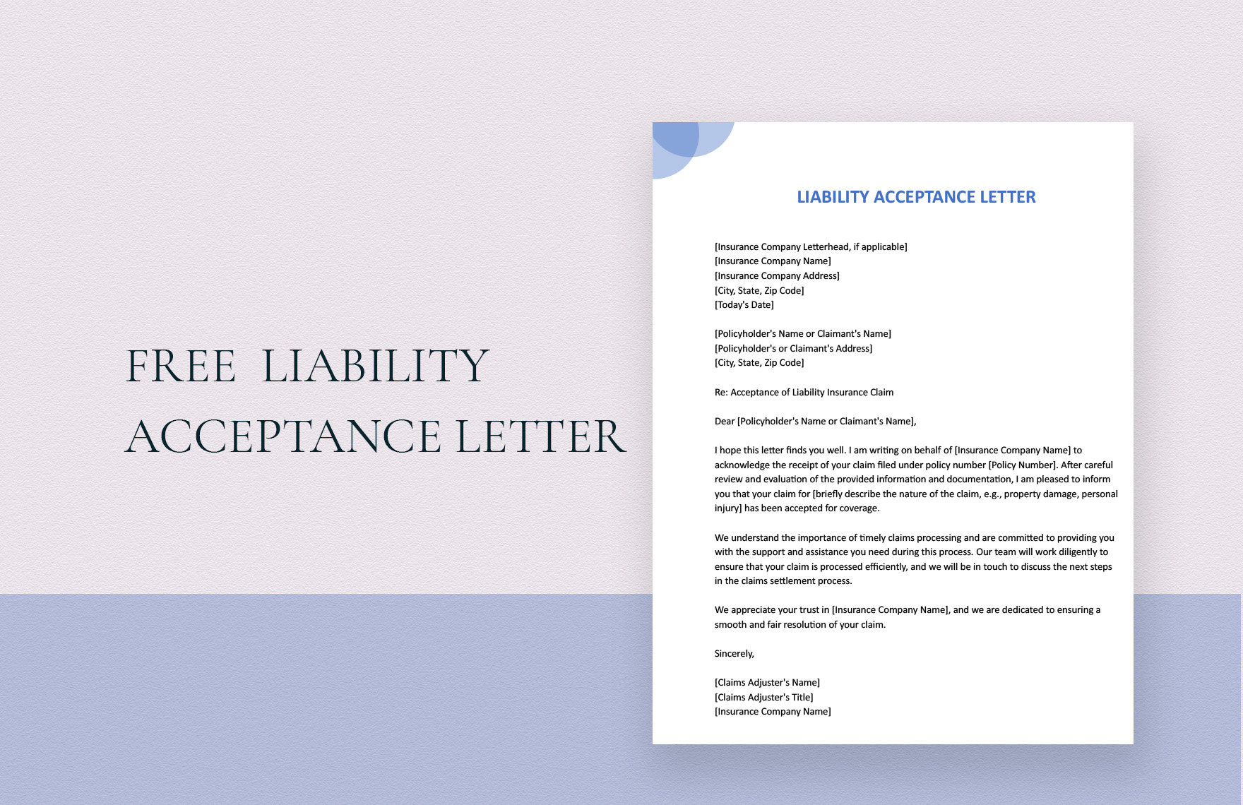 Liability Acceptance Letter in Word, Google Docs