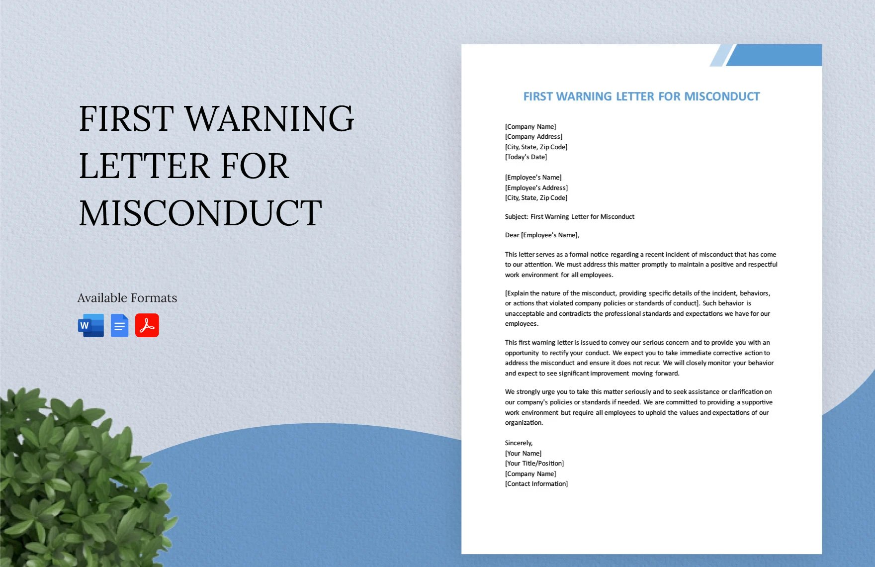 First Warning Letter For Misconduct in Word, Google Docs, PDF
