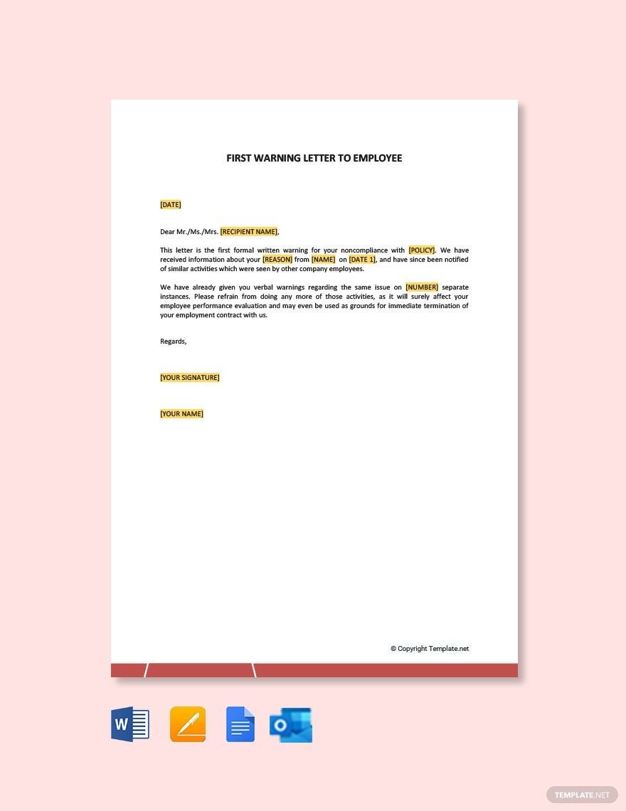 Free First Warning Letter to Employee Template