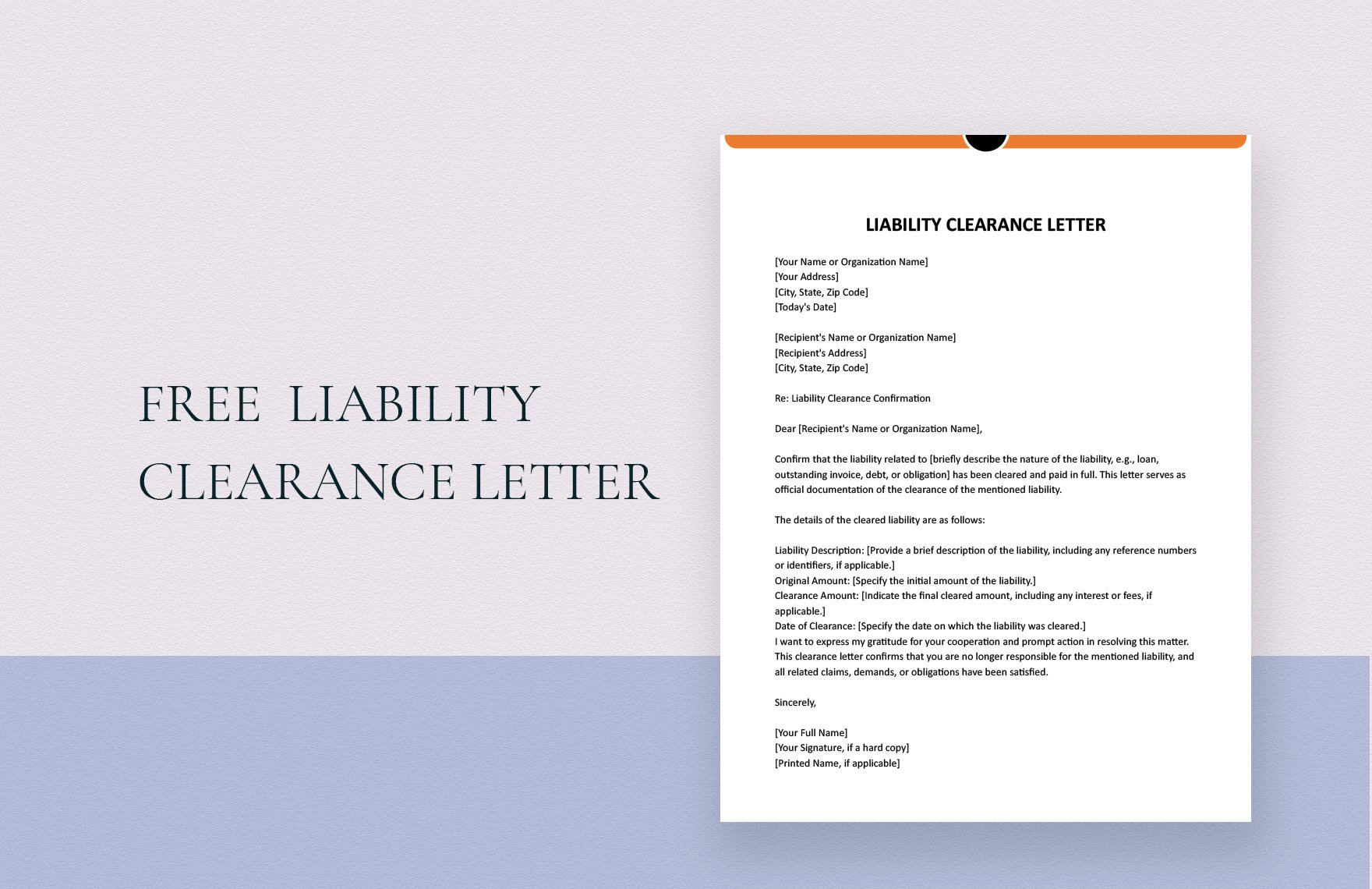 Liability Clearance Letter in Word, Google Docs