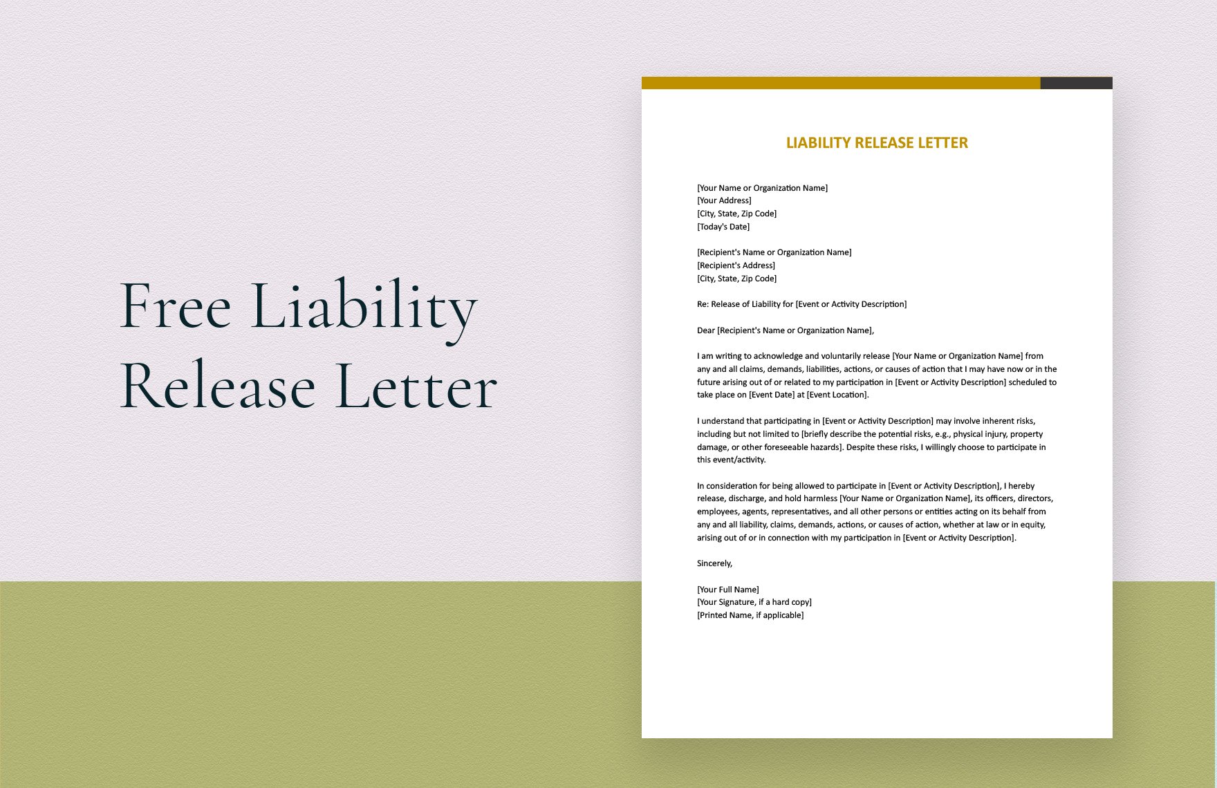 Free Liability Release Letter