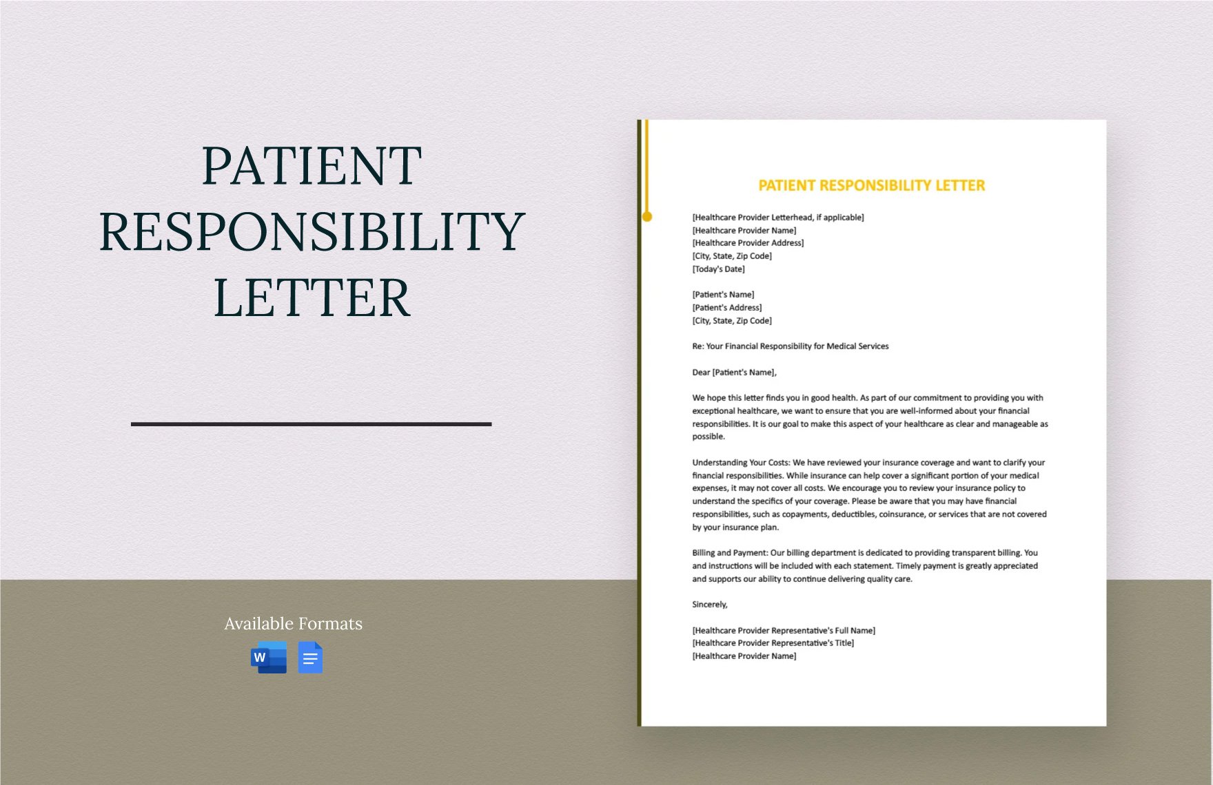 Patient Responsibility Letter in Word, Google Docs