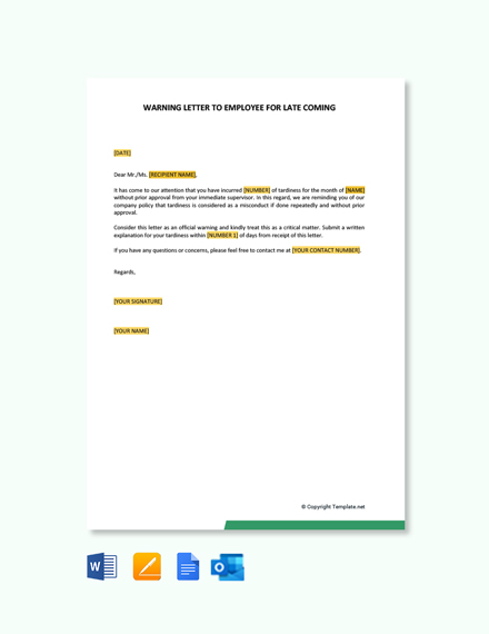 late letter warning coming employee template