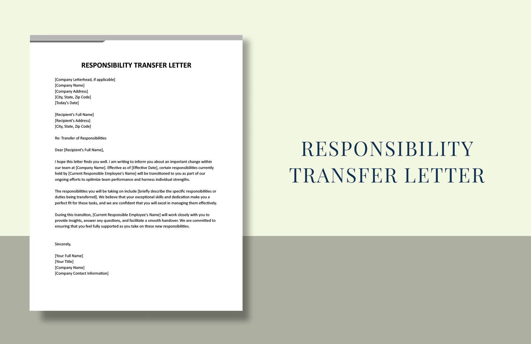 Responsibility Transfer Letter in Word, Google Docs