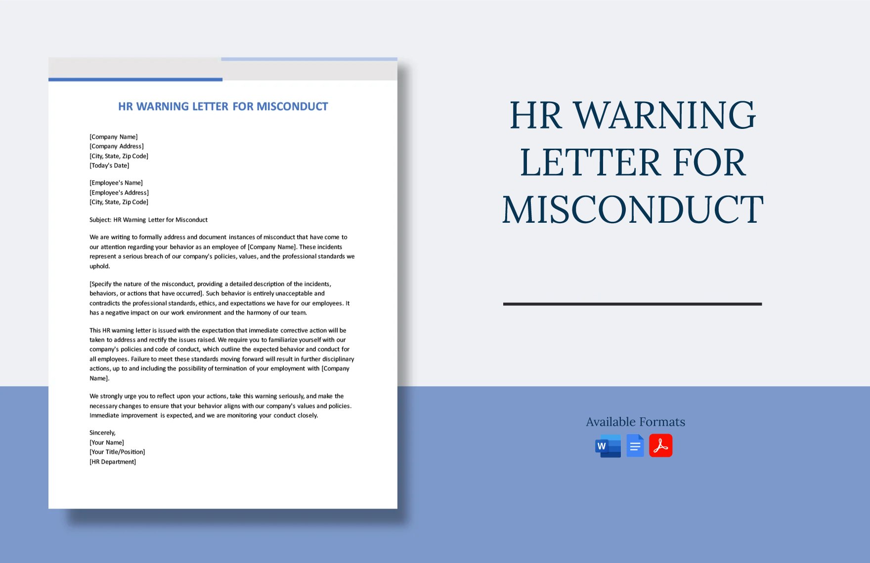 Hr Warning Letter For Misconduct in Word, Google Docs, PDF