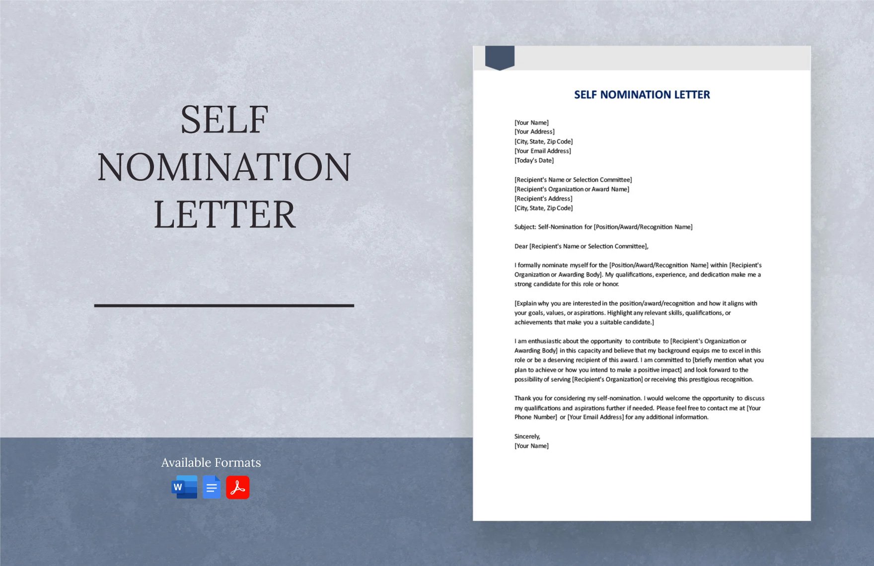 Self Nomination Letter in Word, Google Docs, PDF