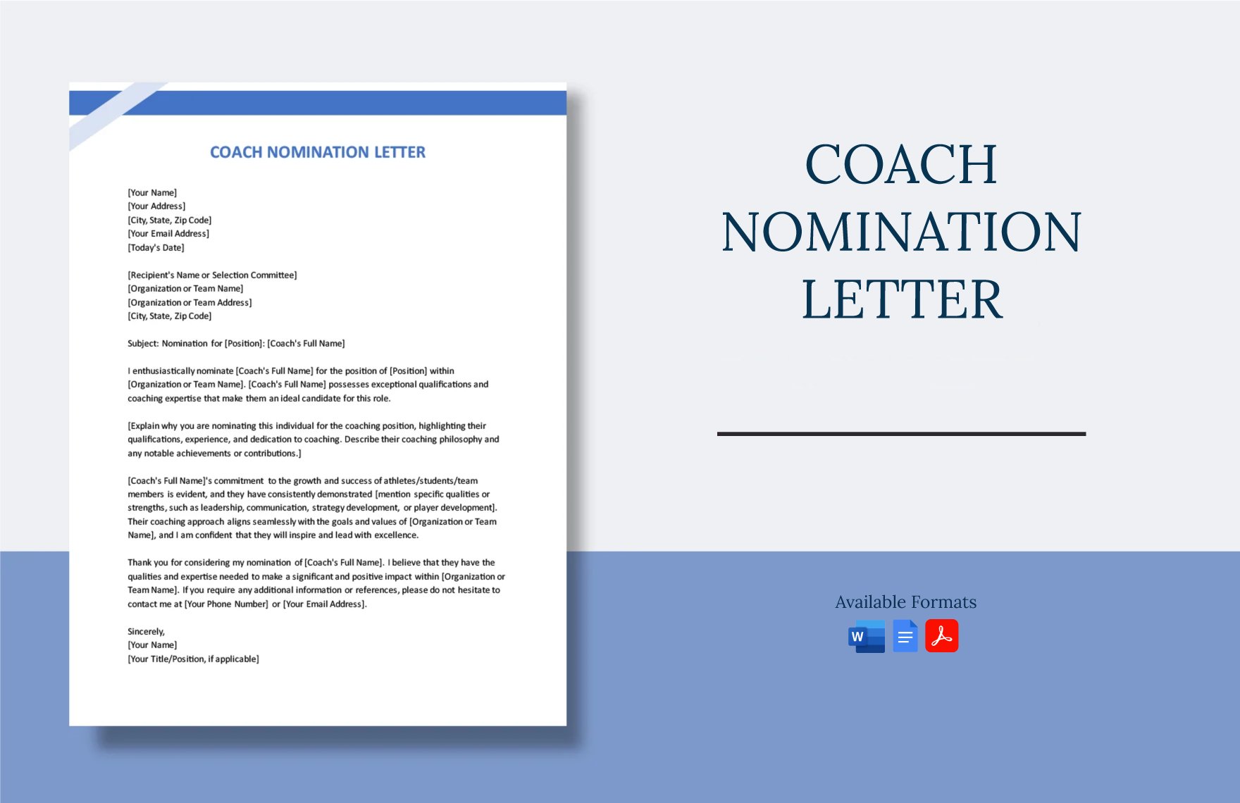 Coach Nomination Letter in Word, Google Docs, PDF