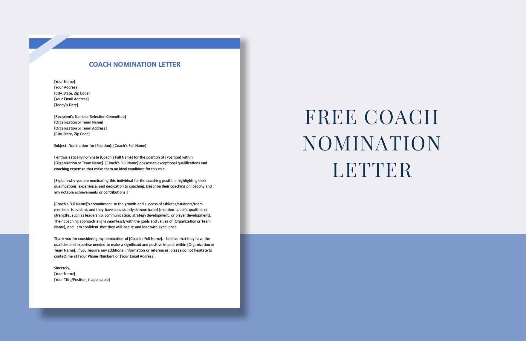 Coach Nomination Letter