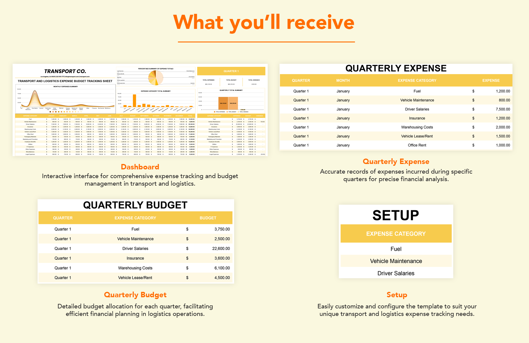 Transport and Logistics Expense Budget Tracking Sheet Template