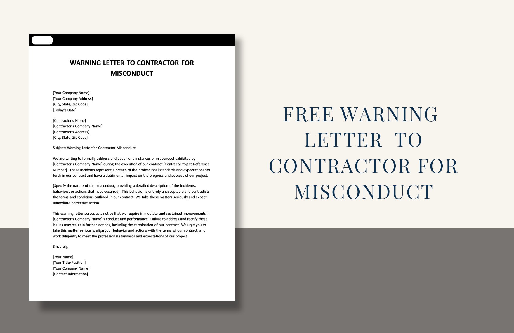 Warning Letter To Contractor For Misconduct