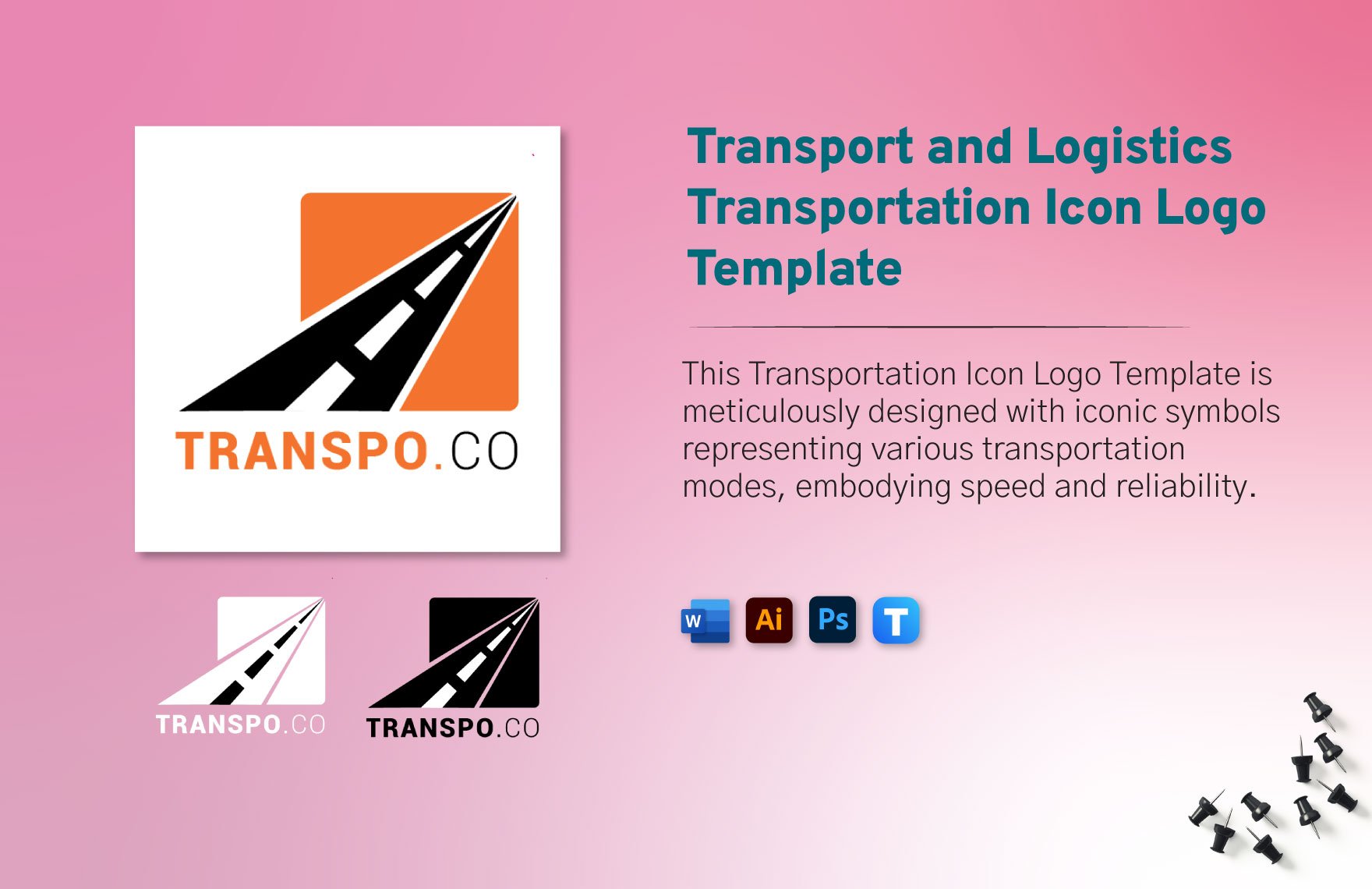 Transport and Logistics Transportation Icon Logo Template in Word, Illustrator, PSD
