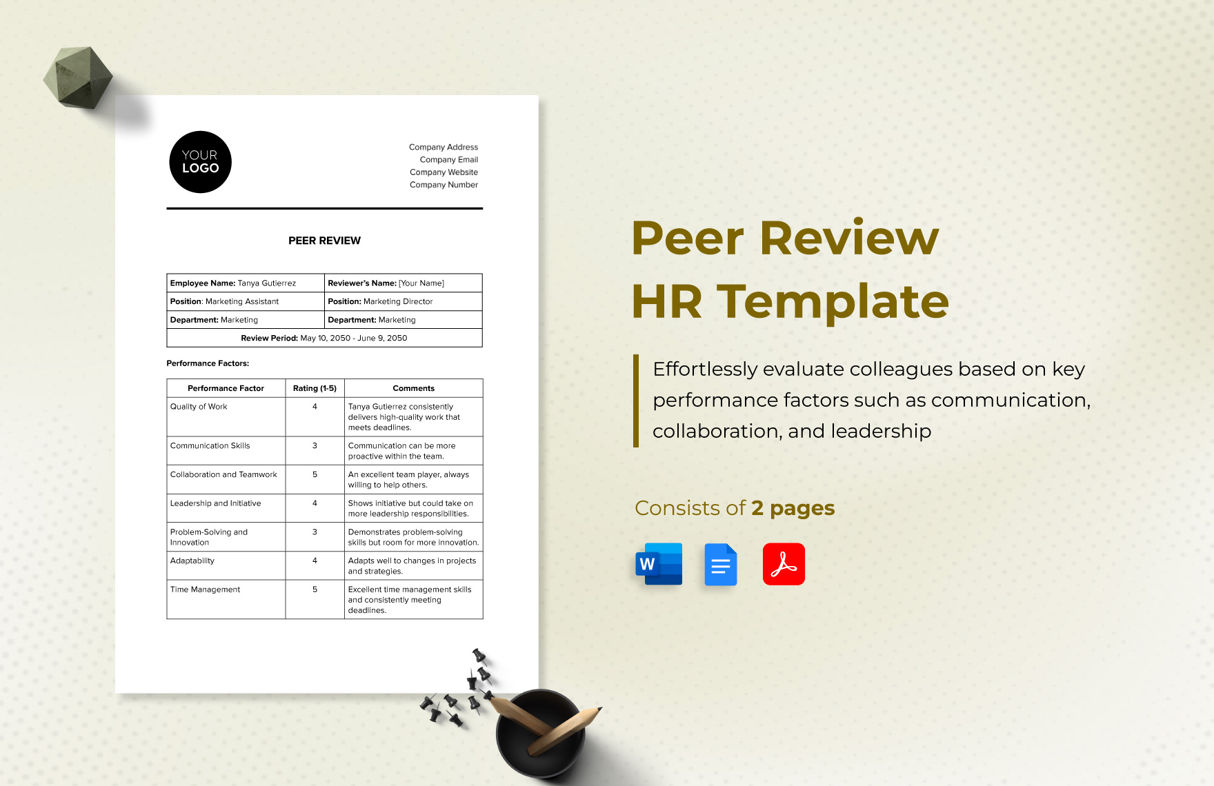 Peer Review HR Template in Word, Google Docs, PDF