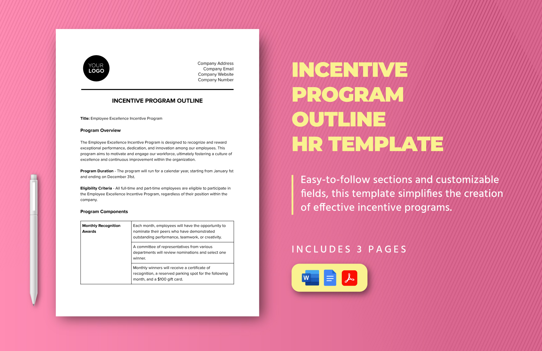 Incentive Program Outline HR Template in Word, Google Docs, PDF