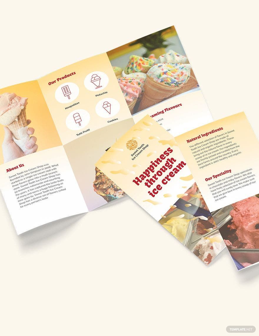Free Ice Cream Tri-Fold Brochure Template