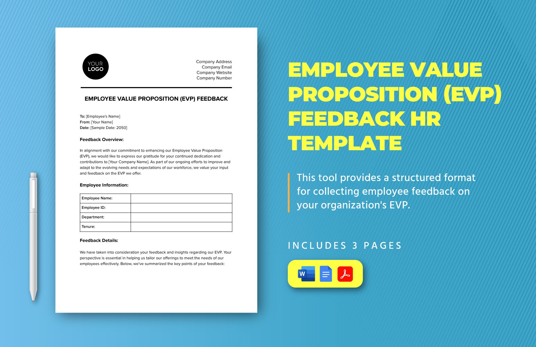 Employee Value Proposition (EVP) Feedback HR Template in Word, Google Docs, PDF