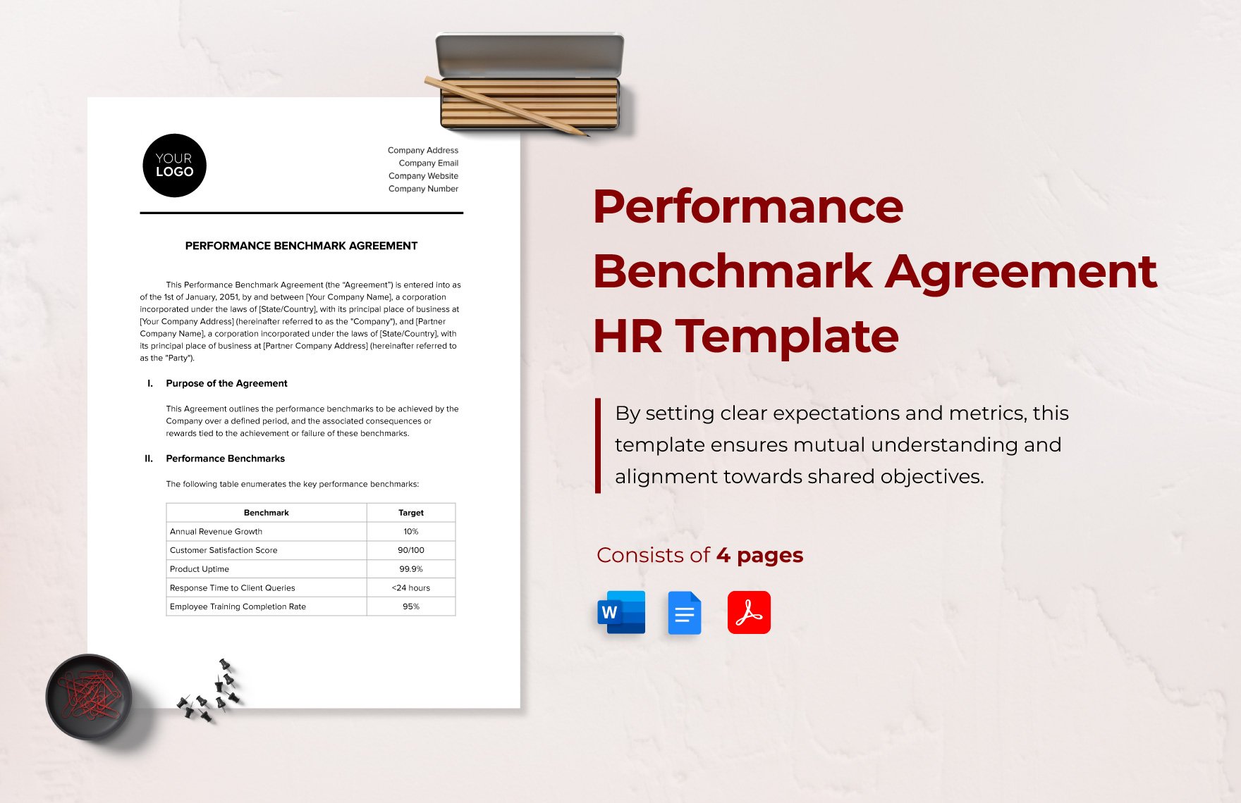 Performance Benchmark Agreement HR Template in Word, Google Docs, PDF