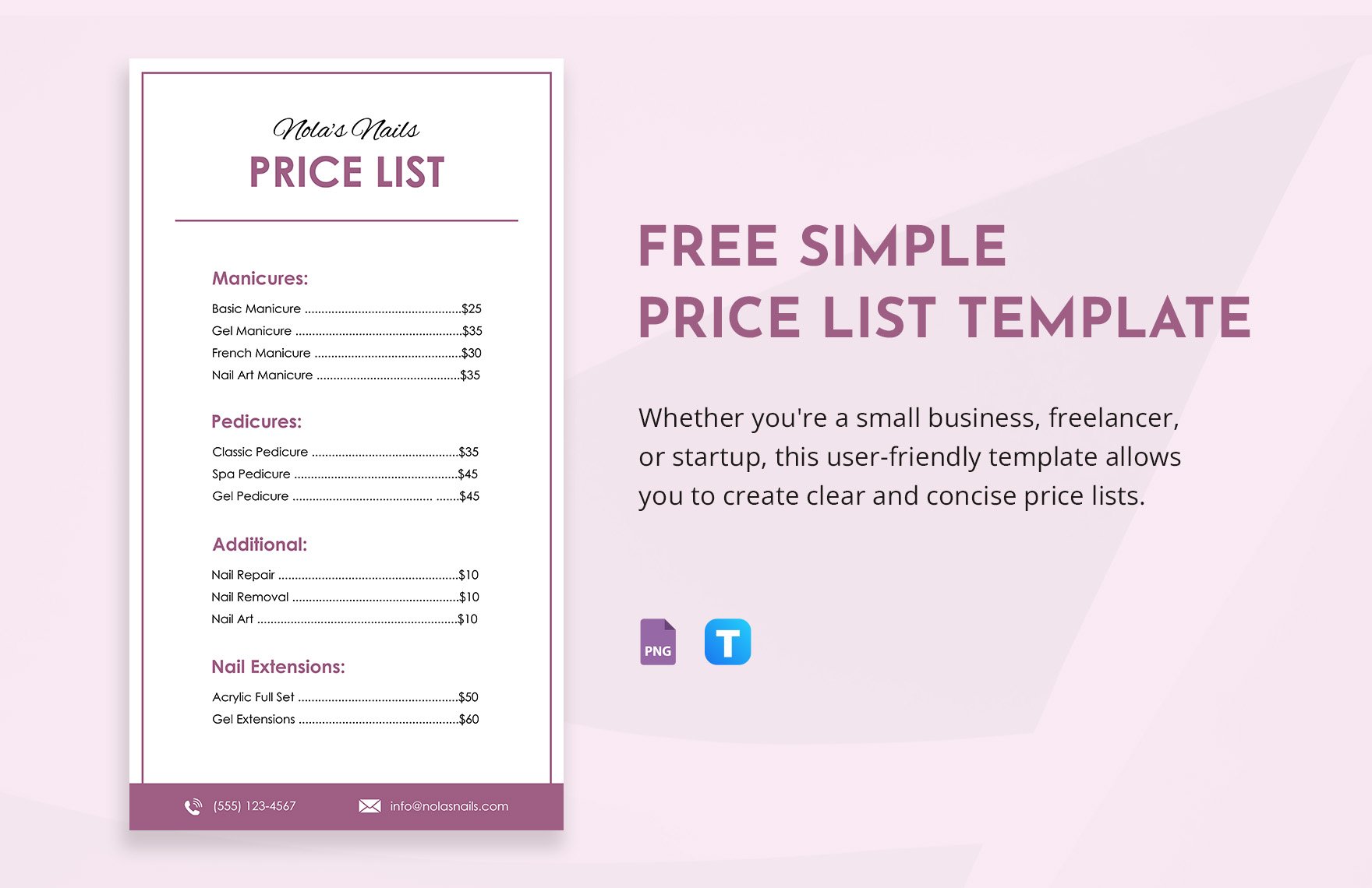 Free Simple Pricelist Template