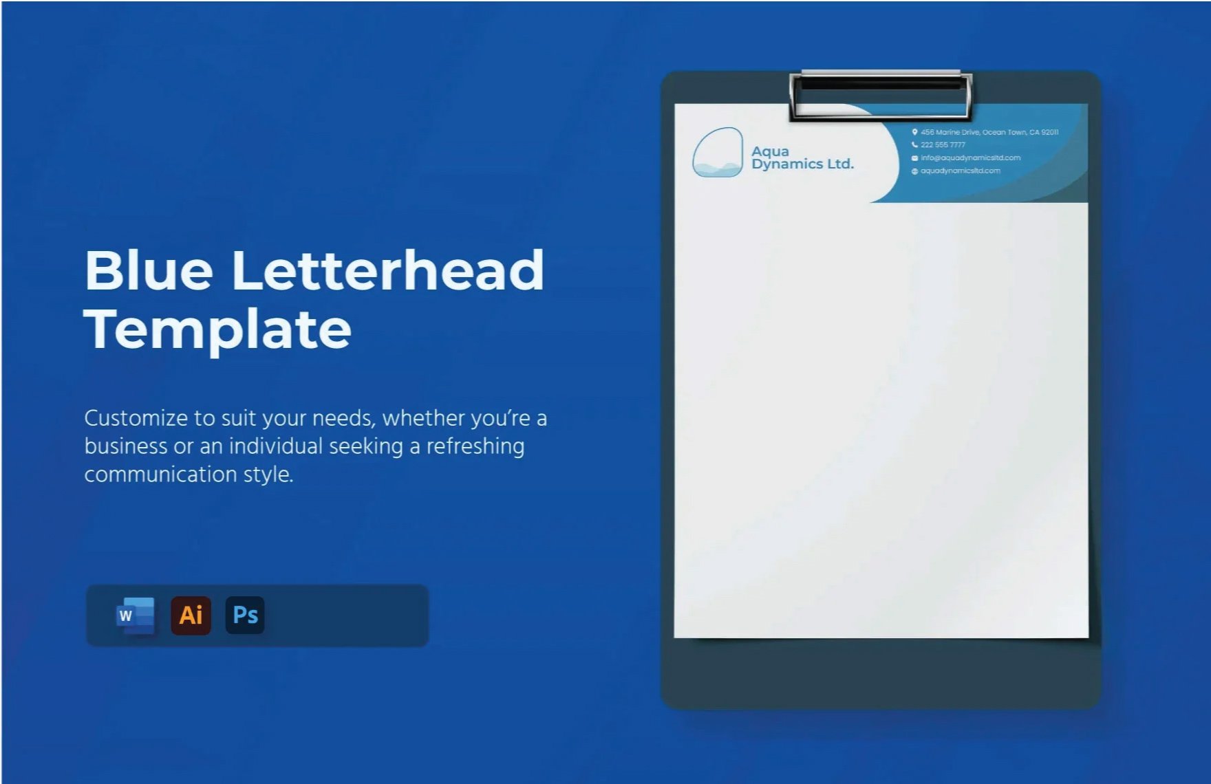 Free Blue Letterhead Template in Word, PDF, Illustrator, PSD