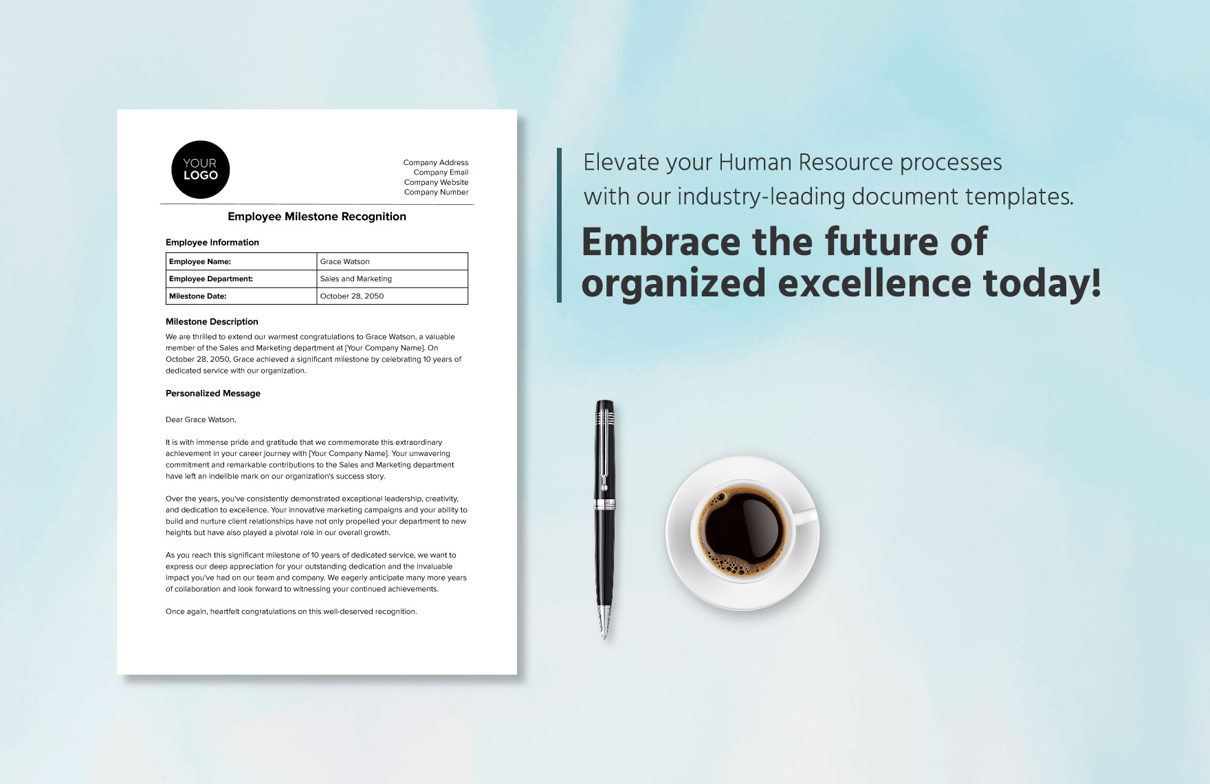 Employee Milestone Recognition HR Template