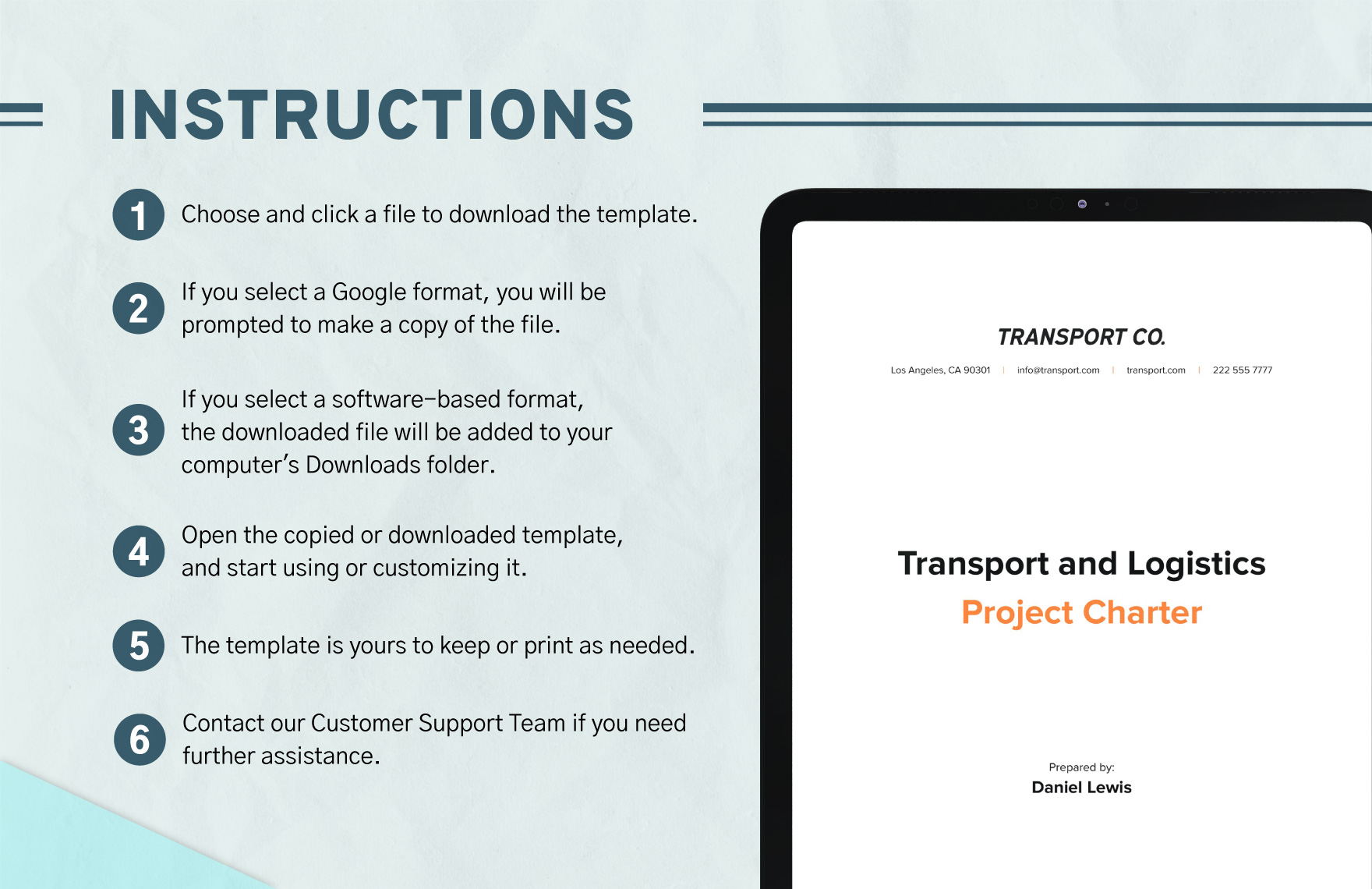Transport and Logistics Project Charter Template