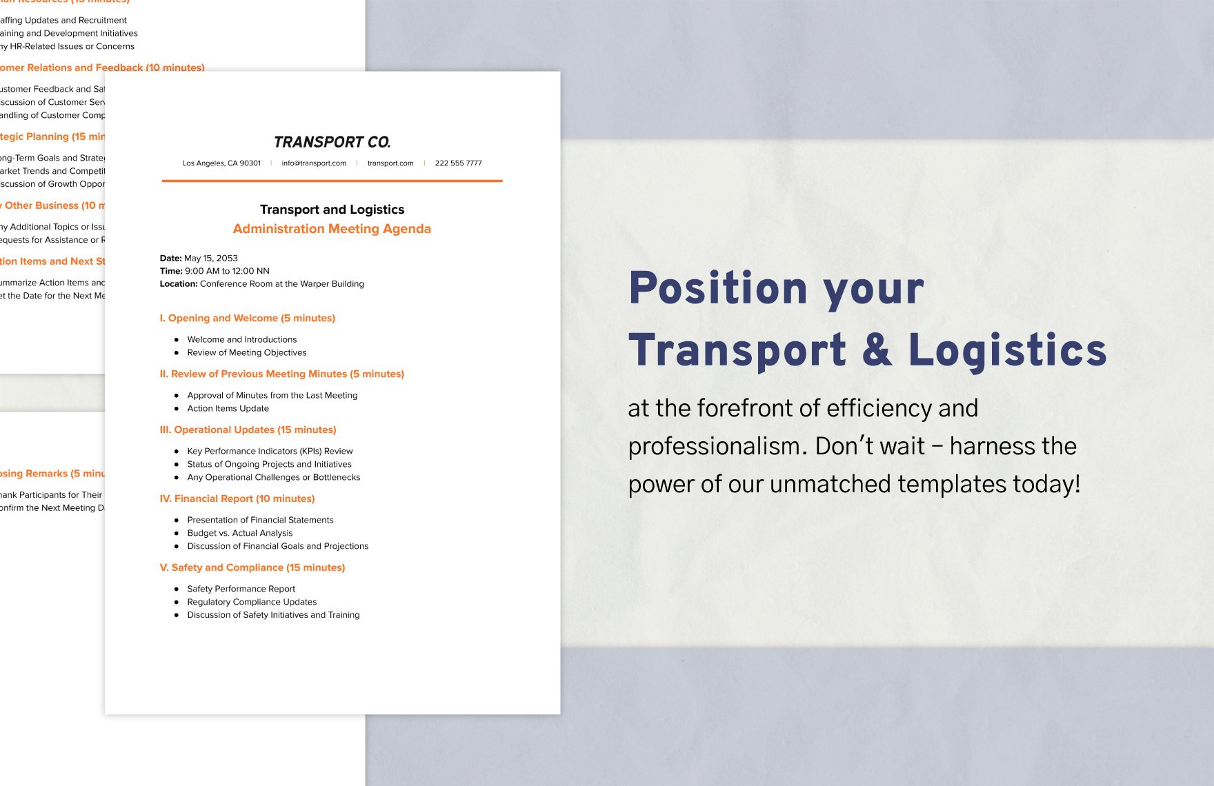 Transport and Logistics Administration Meeting Agenda Template