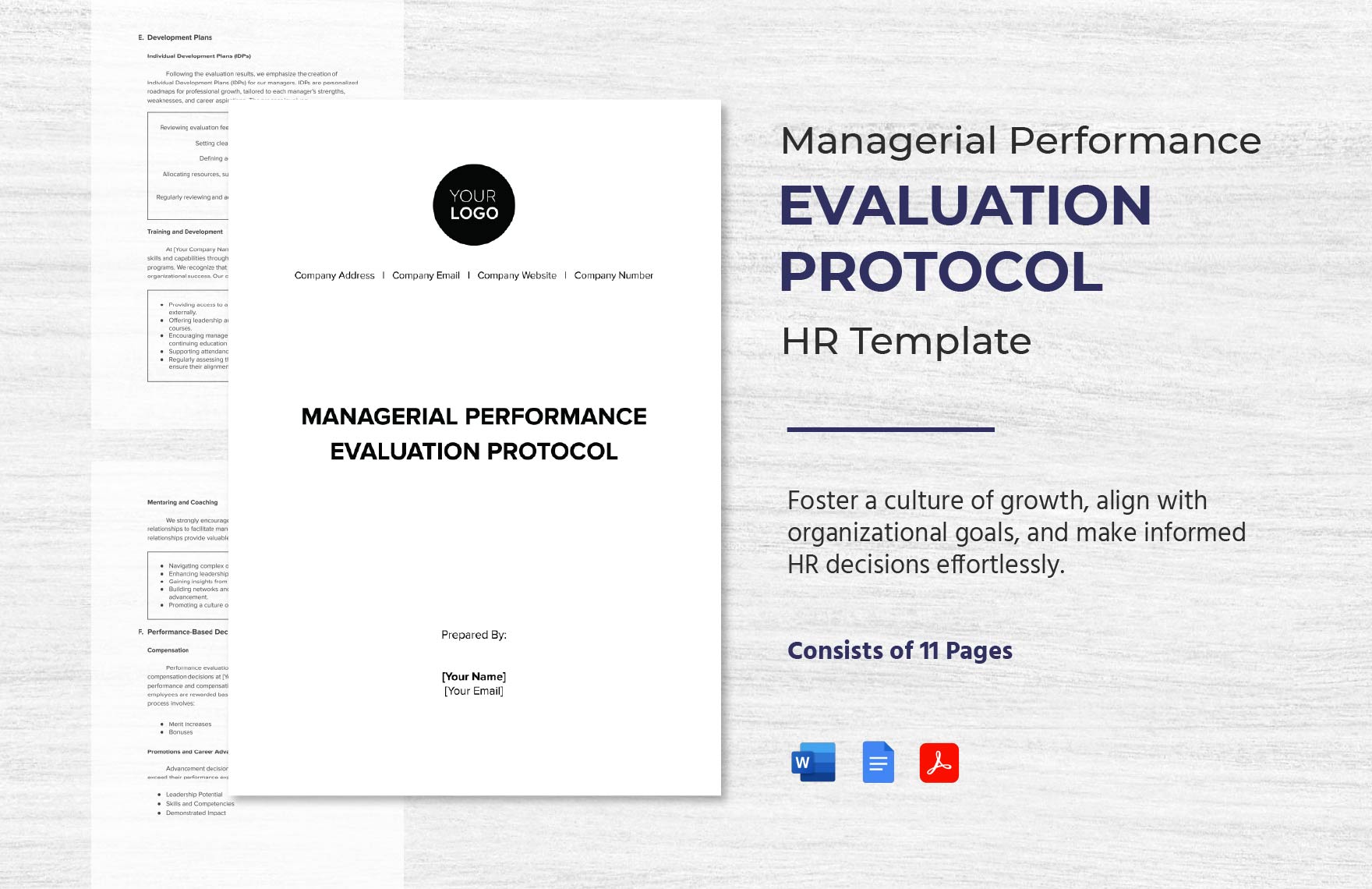 Managerial Performance Evaluation Protocol HR Template In Word PDF 