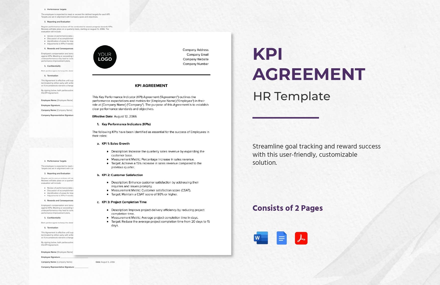 KPI Agreement HR Template in Word, Google Docs, PDF