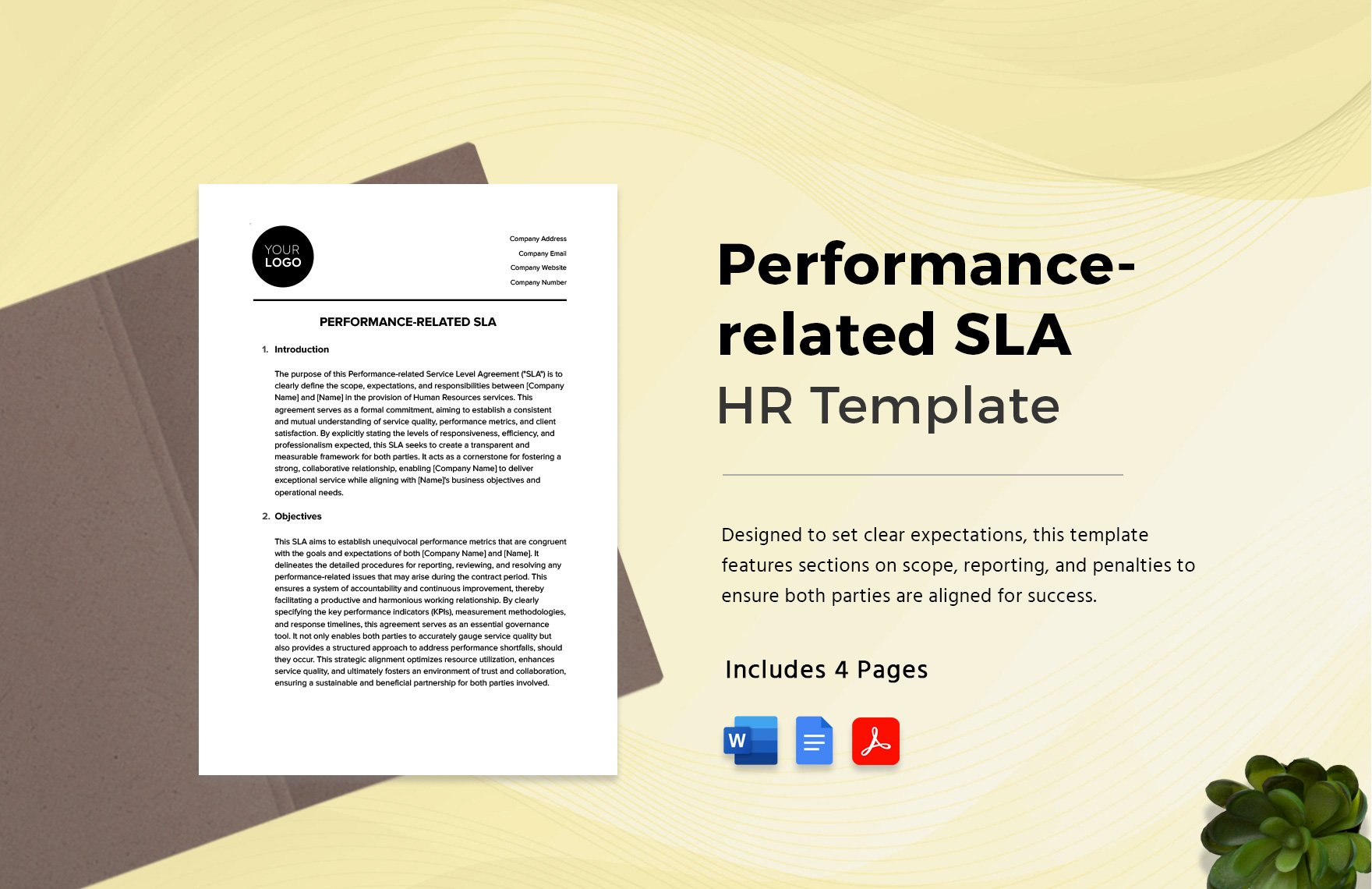 Performance-related SLA HR Template in Word, Google Docs, PDF