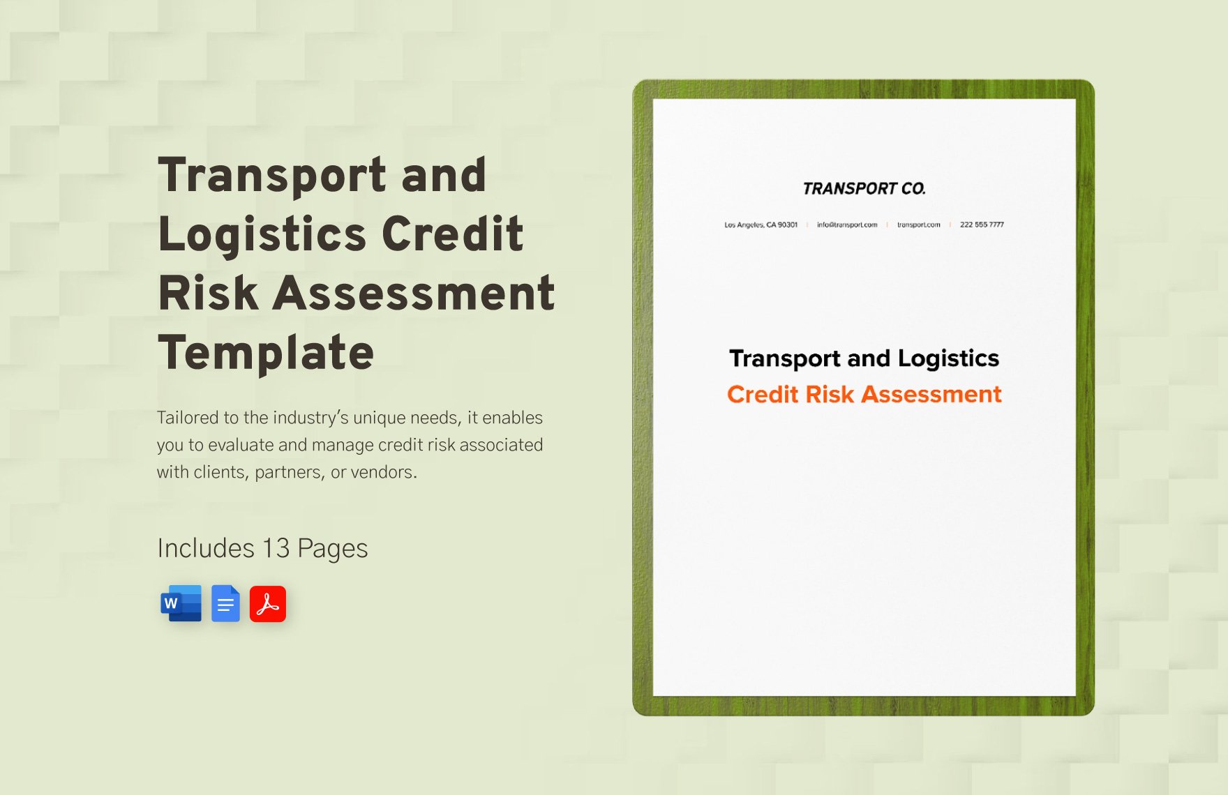 Transport and Logistics Credit Risk Assessment Template