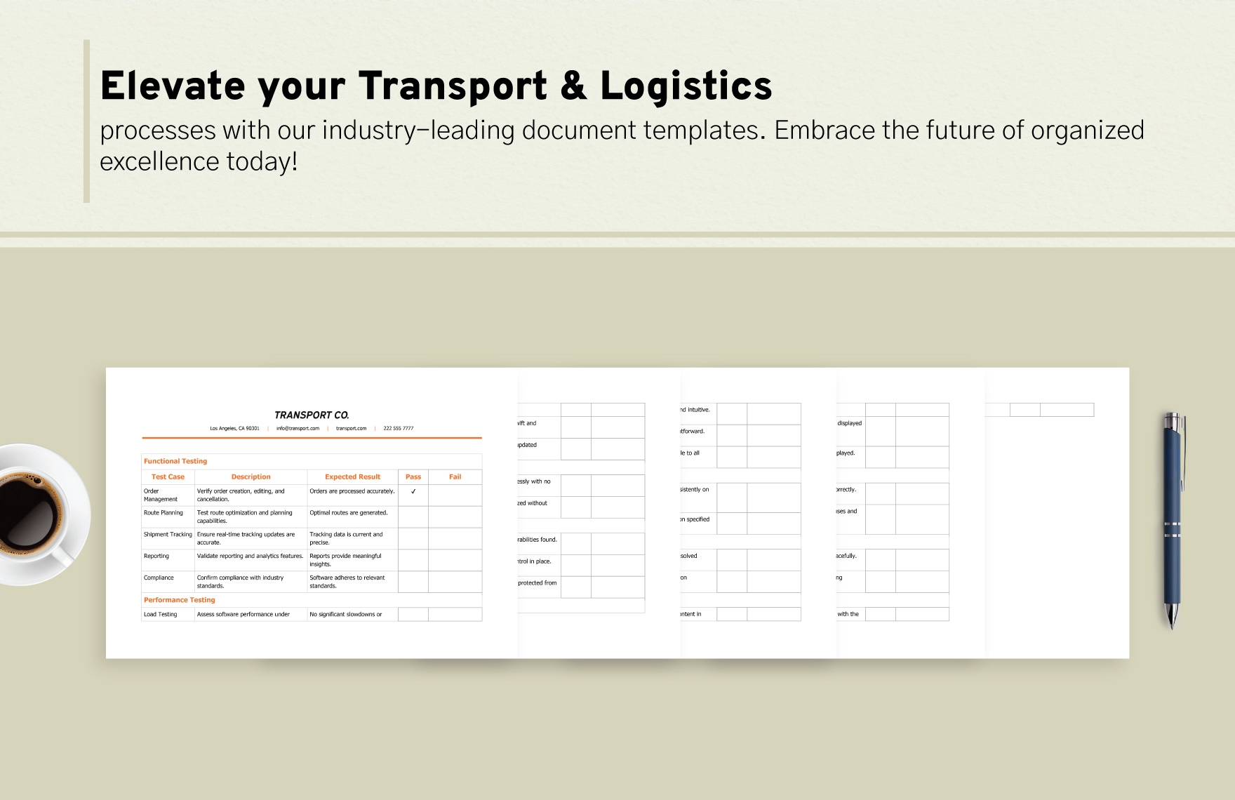 Transport and Logistics Software Testing Checklist Template