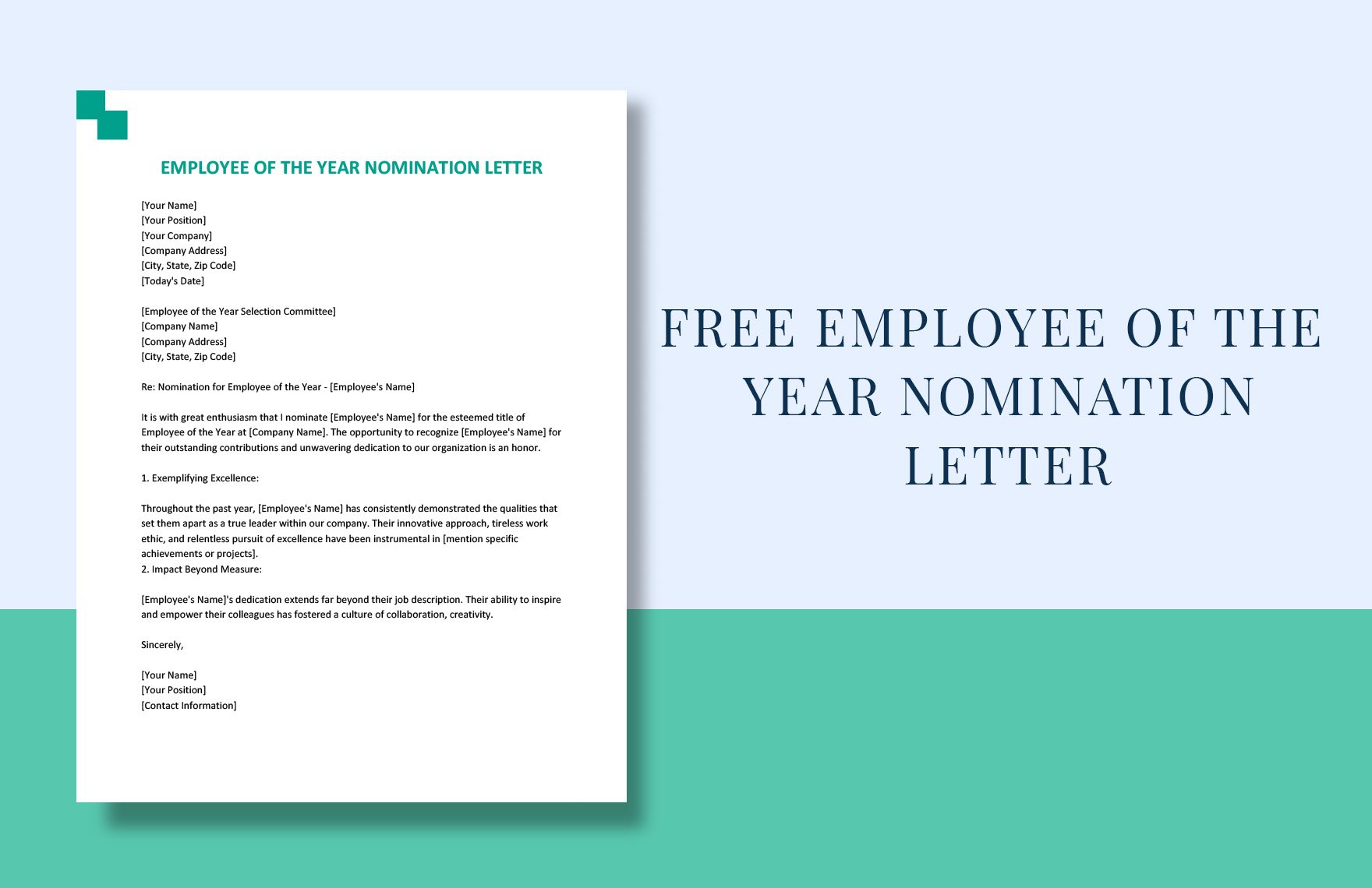 Employee Of The Year Nomination Letter
