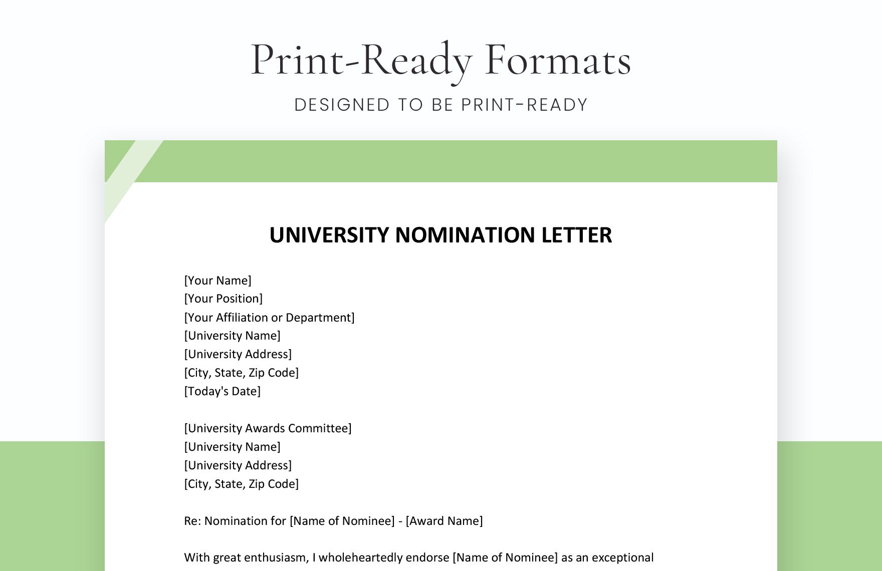 University Nomination Letter