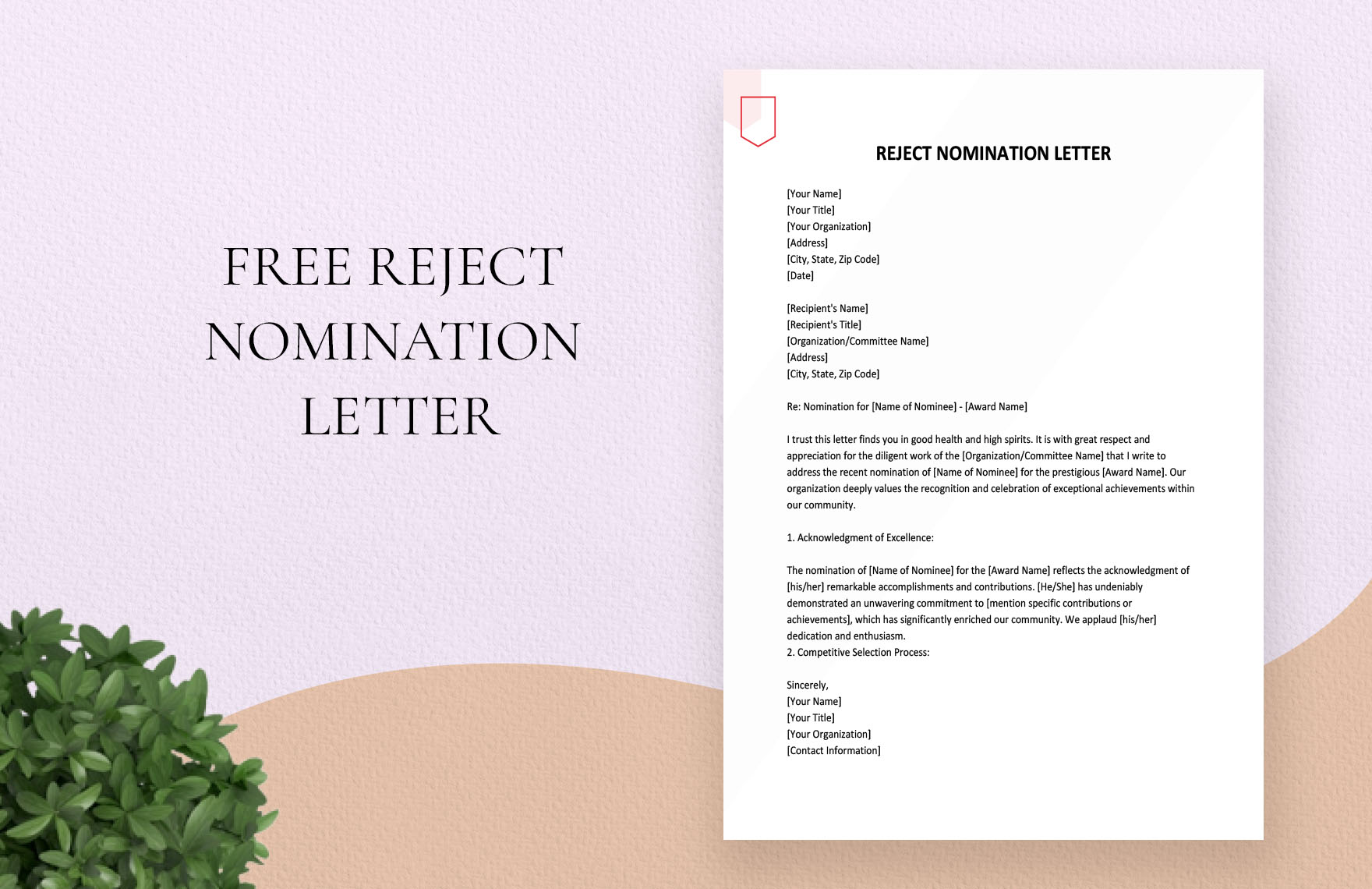 Reject Nomination Letter