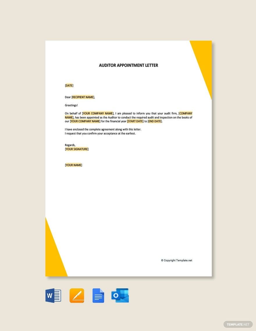 Free Auditor Appointment Letter Template