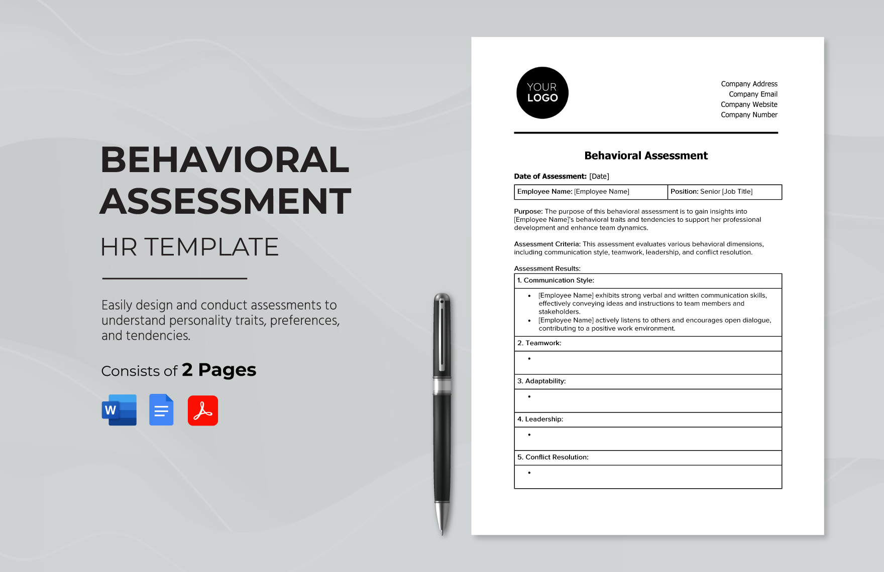 Behavioral Assessment HR Template