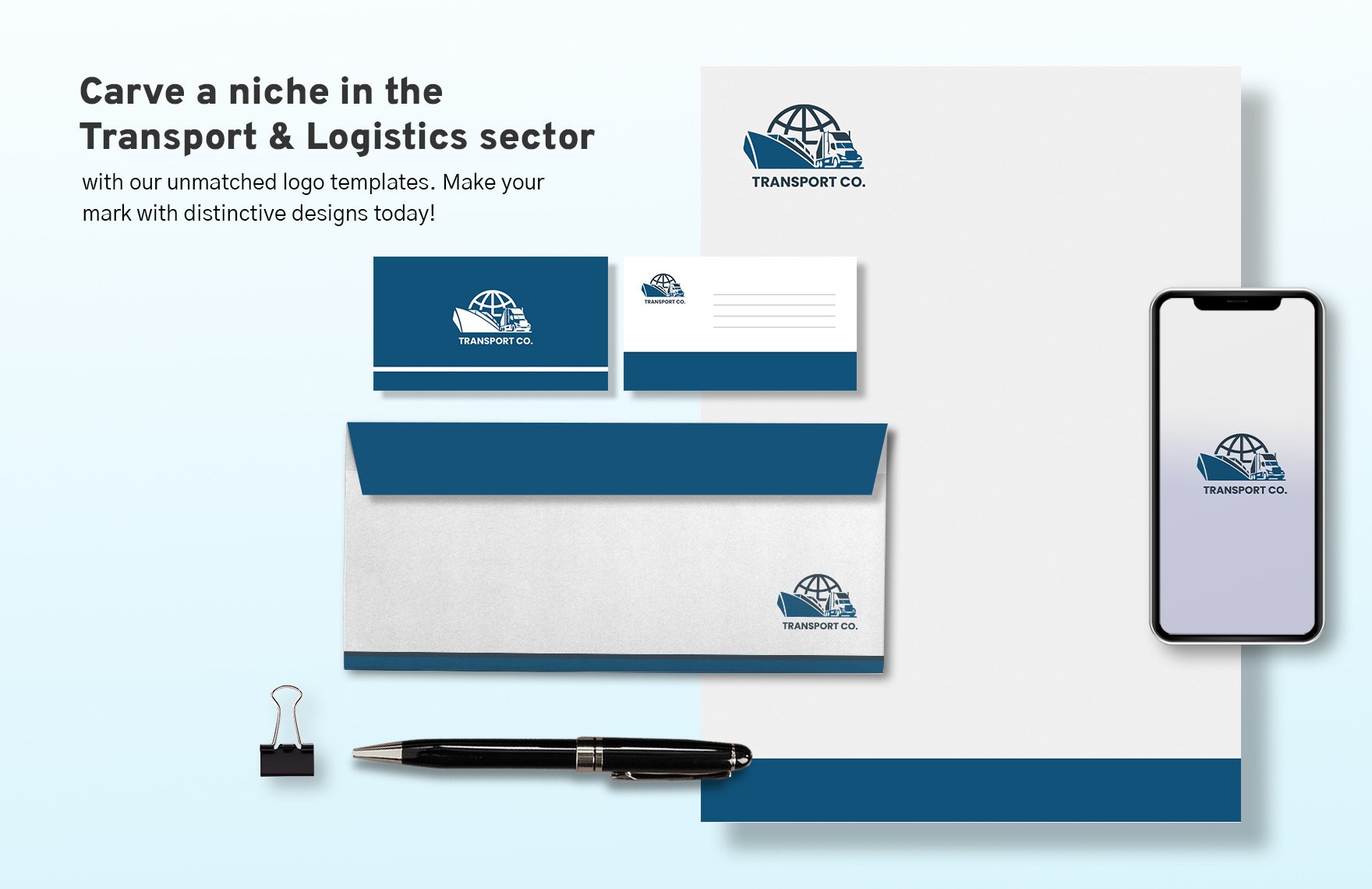 Transport and Logistics Freight Forwarding Logo with Truck Symbol Template